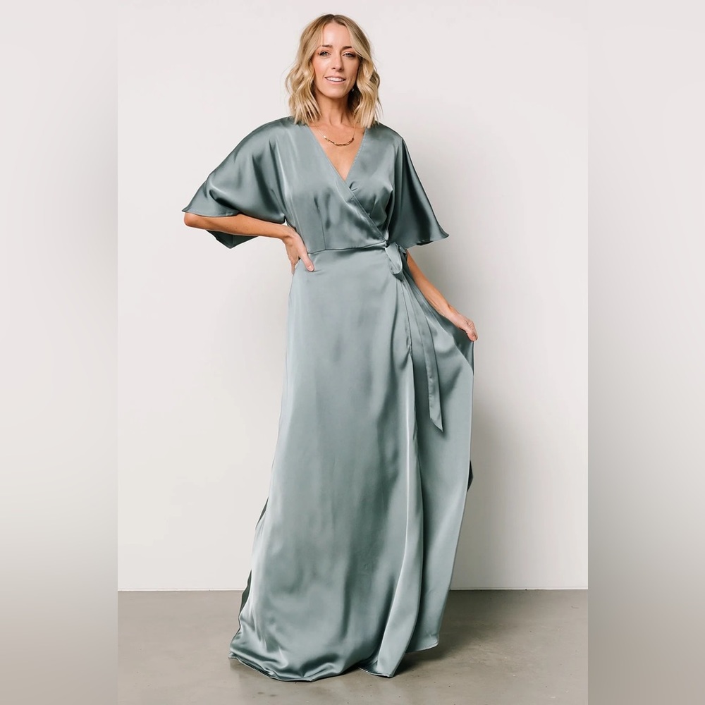 Baltic Born Dahlia Wrap Maxi Dress Blue Sage size Large